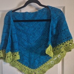 Elegant Blue and Green Women's Poncho